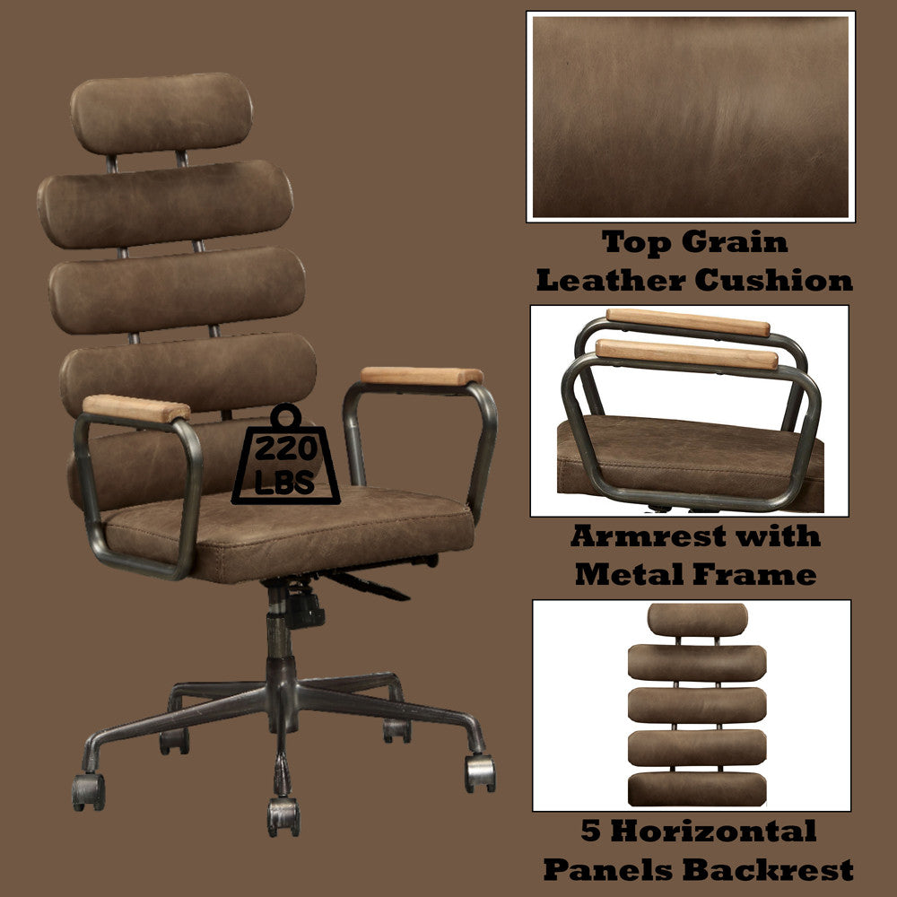 ACME 92108 Calan Executive Office Chair, Retro Brown Top Grain Leather
