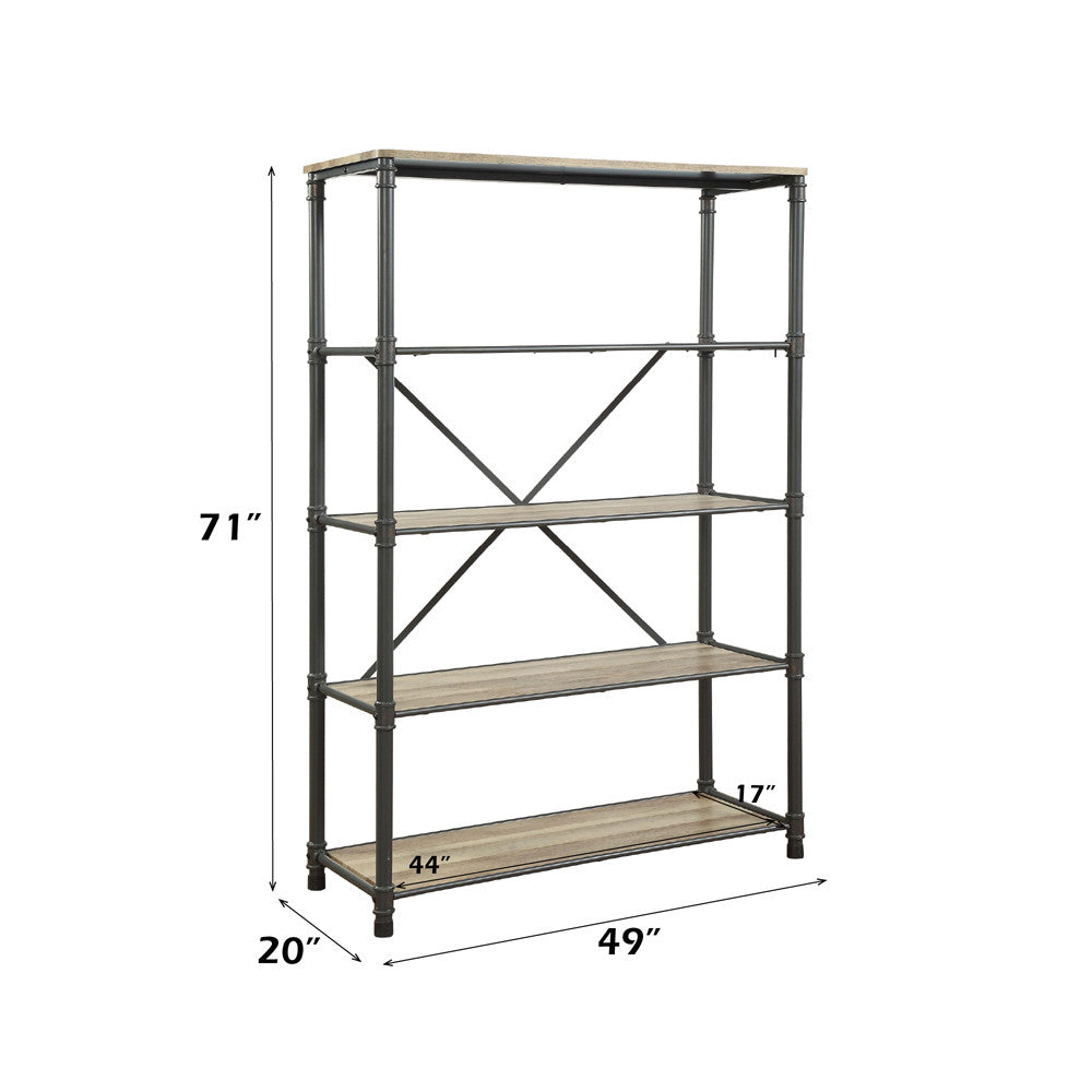 ACME 92200 Itzel Bookshelf, Antique Oak & Sandy Gray