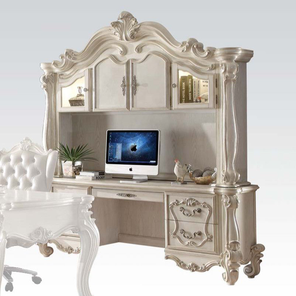 ACME 92278 Versailles Computer Desk & Hutch, Bone White (1Set/2Ctn)  1