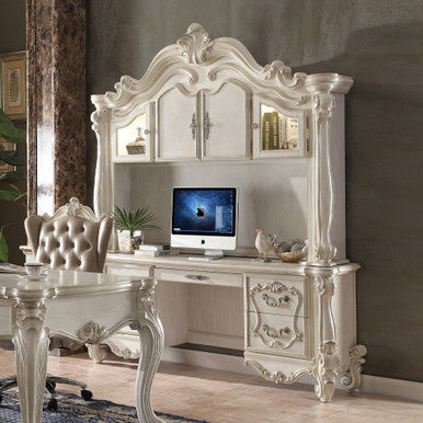 ACME 92278 Versailles Computer Desk & Hutch, Bone White (1Set/2Ctn)