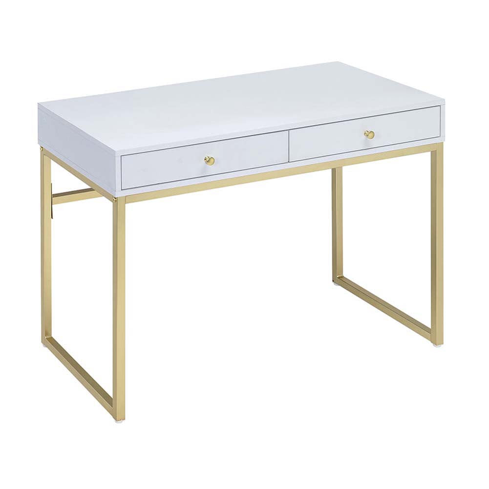 ACME 92312 Coleen Desk, White & Brass