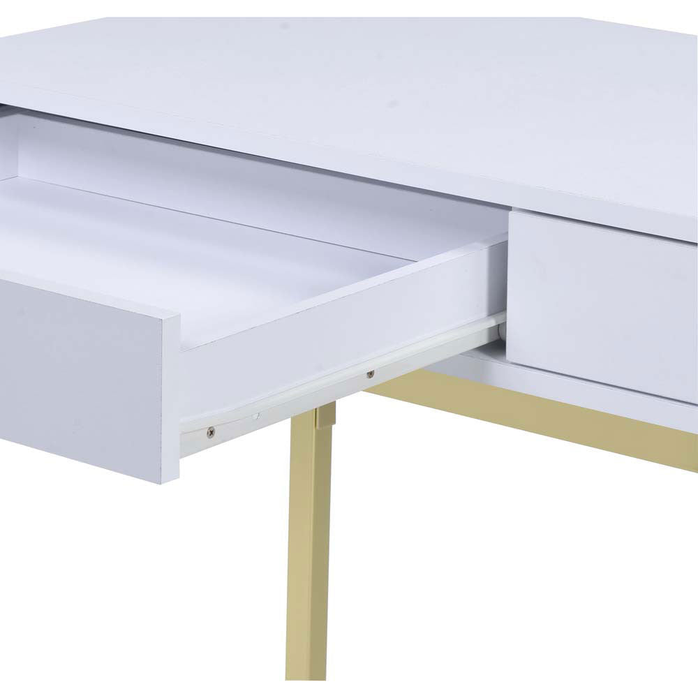 ACME 92312 Coleen Desk, White & Brass