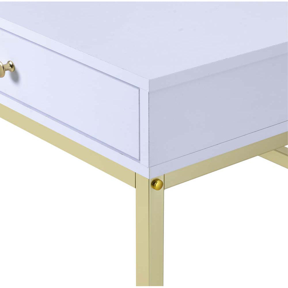 ACME 92312 Coleen Desk, White & Brass