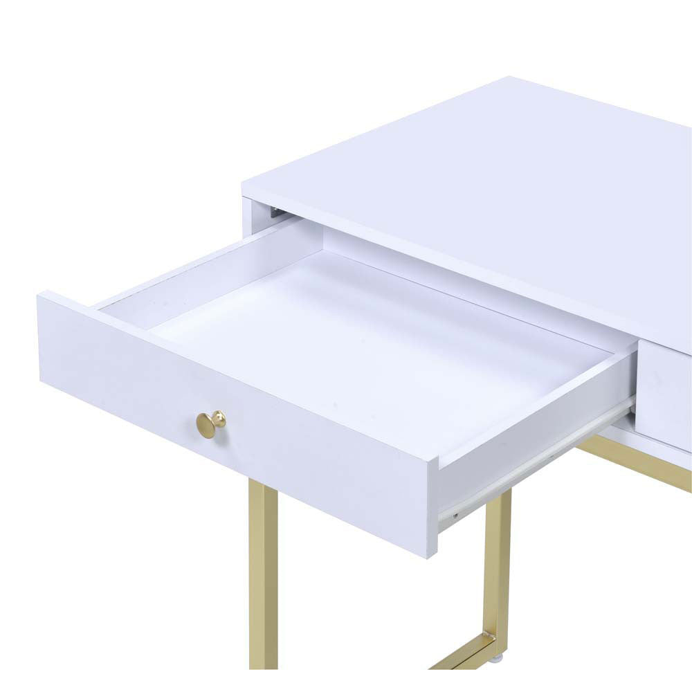 ACME 92312 Coleen Desk, White & Brass