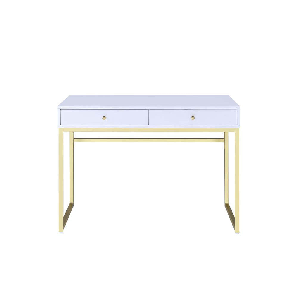 ACME 92312 Coleen Desk, White & Brass