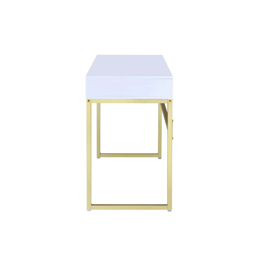 ACME 92312 Coleen Desk, White & Brass