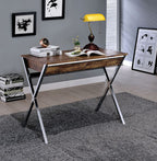 ACME 92340 Callers Desk, Weathered Oak & Chrome