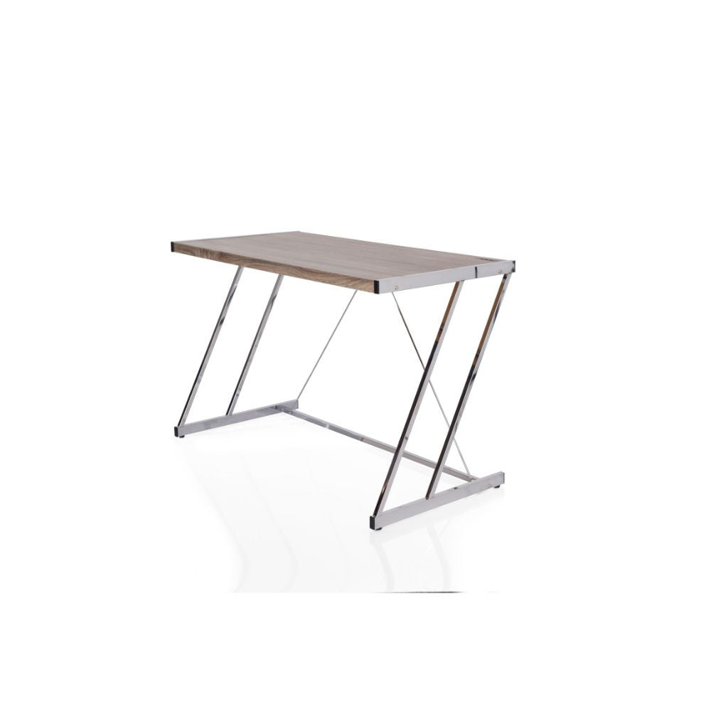 ACME 92344 Finis Desk (USB Dock), Weathered Oak & Chrome