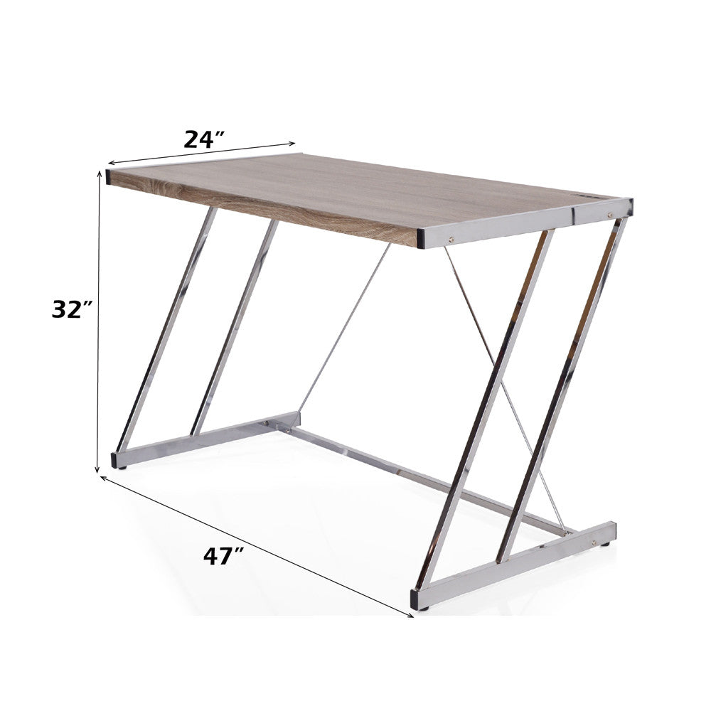 ACME 92344 Finis Desk (USB Dock), Weathered Oak & Chrome