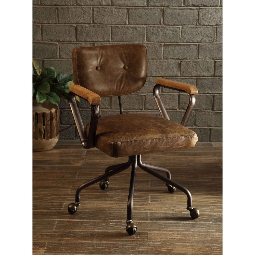 ACME 92410 Hallie Executive Office Chair, Vintage Whiskey Top Grain Leather