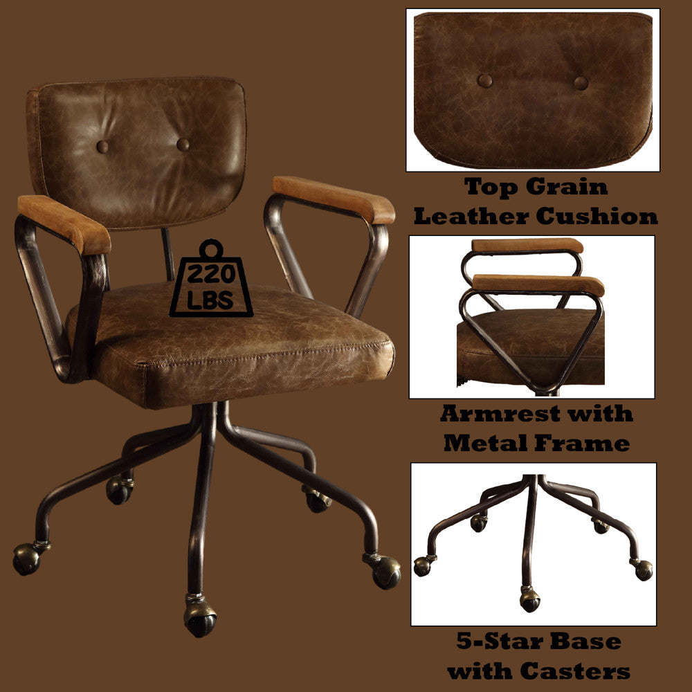 ACME 92410 Hallie Executive Office Chair, Vintage Whiskey Top Grain Leather