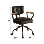 ACME 92411 Hallie Executive Office Chair, Vintage Black Top Grain Leather