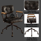 ACME 92411 Hallie Executive Office Chair, Vintage Black Top Grain Leather