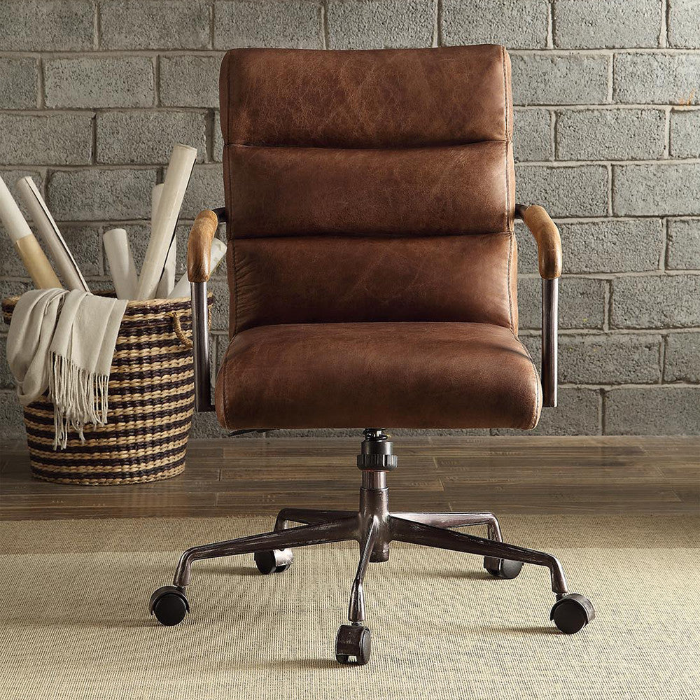 ACME 92414 Harith Executive Office Chair, Retro Brown Top Grain Leather
