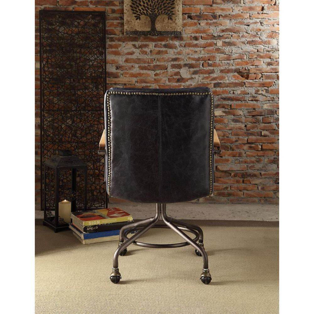 ACME 92417 Harith Executive Office Chair, Vintage Blue Top Grain Leather
