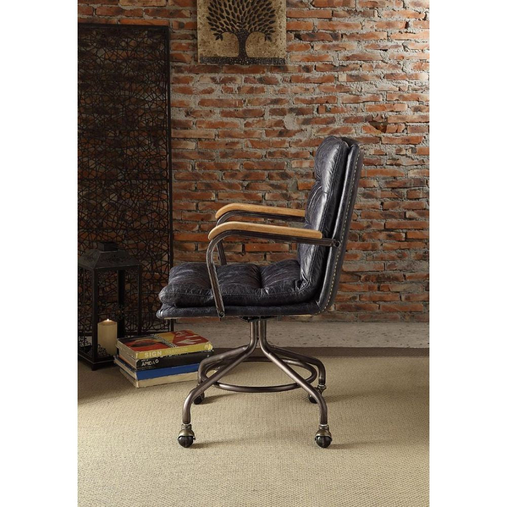 ACME 92417 Harith Executive Office Chair, Vintage Blue Top Grain Leather
