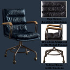 ACME 92417 Harith Executive Office Chair, Vintage Blue Top Grain Leather