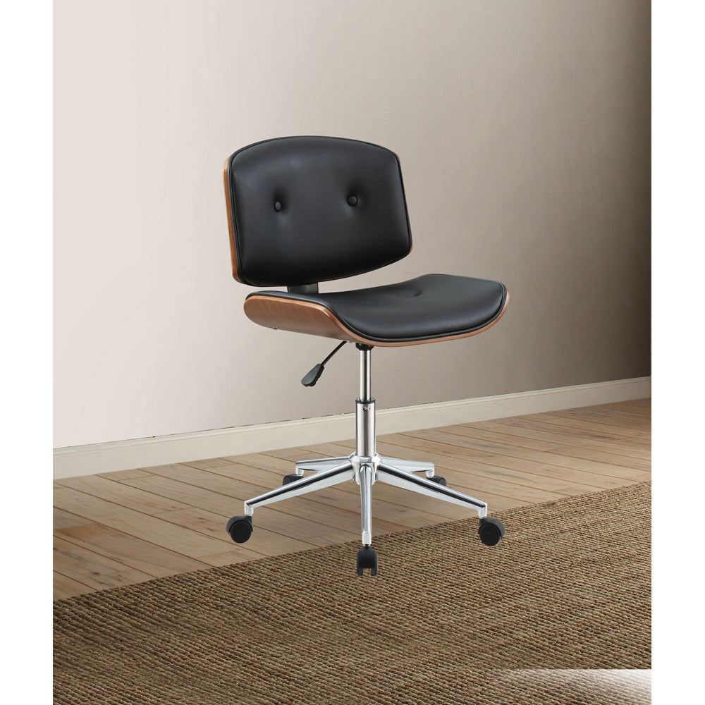 ACME 92418 Camila Office Chair, Black PU & Walnut