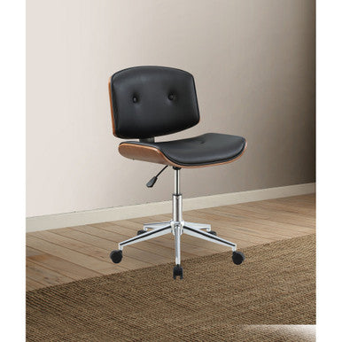 ACME 92418 Camila Office Chair, Black PU & Walnut