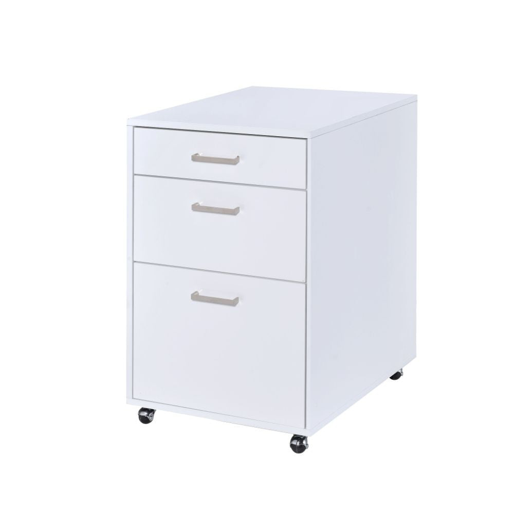 ACME 92454 Coleen File Cabinet, White High Gloss & Chrome
