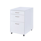 ACME 92454 Coleen File Cabinet, White High Gloss & Chrome