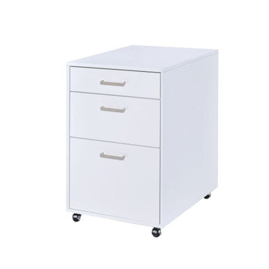 ACME 92454 Coleen File Cabinet, White High Gloss & Chrome
