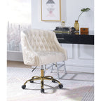 ACME 92517 Levian Office Chair, Vintage Cream Velvet & Gold