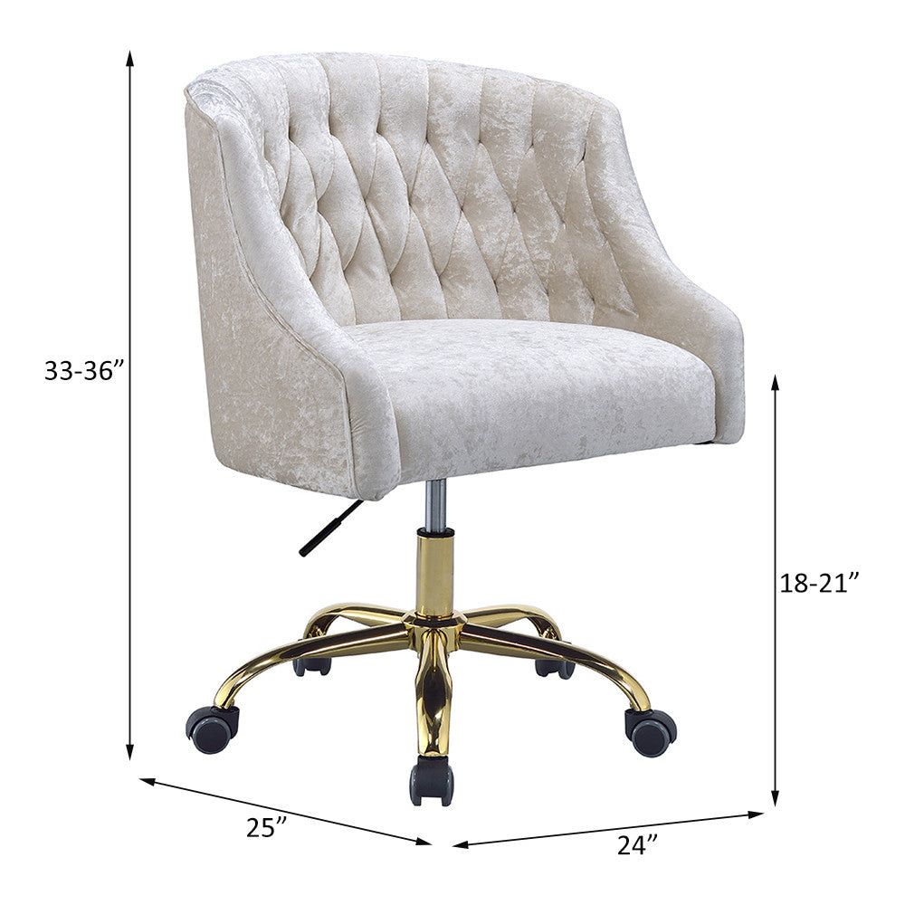 ACME 92517 Levian Office Chair, Vintage Cream Velvet & Gold