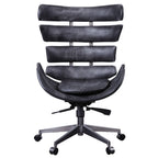 ACME 92552 Megan Executive Office Chair, Vintage Black Top Grain Leather & Aluminum