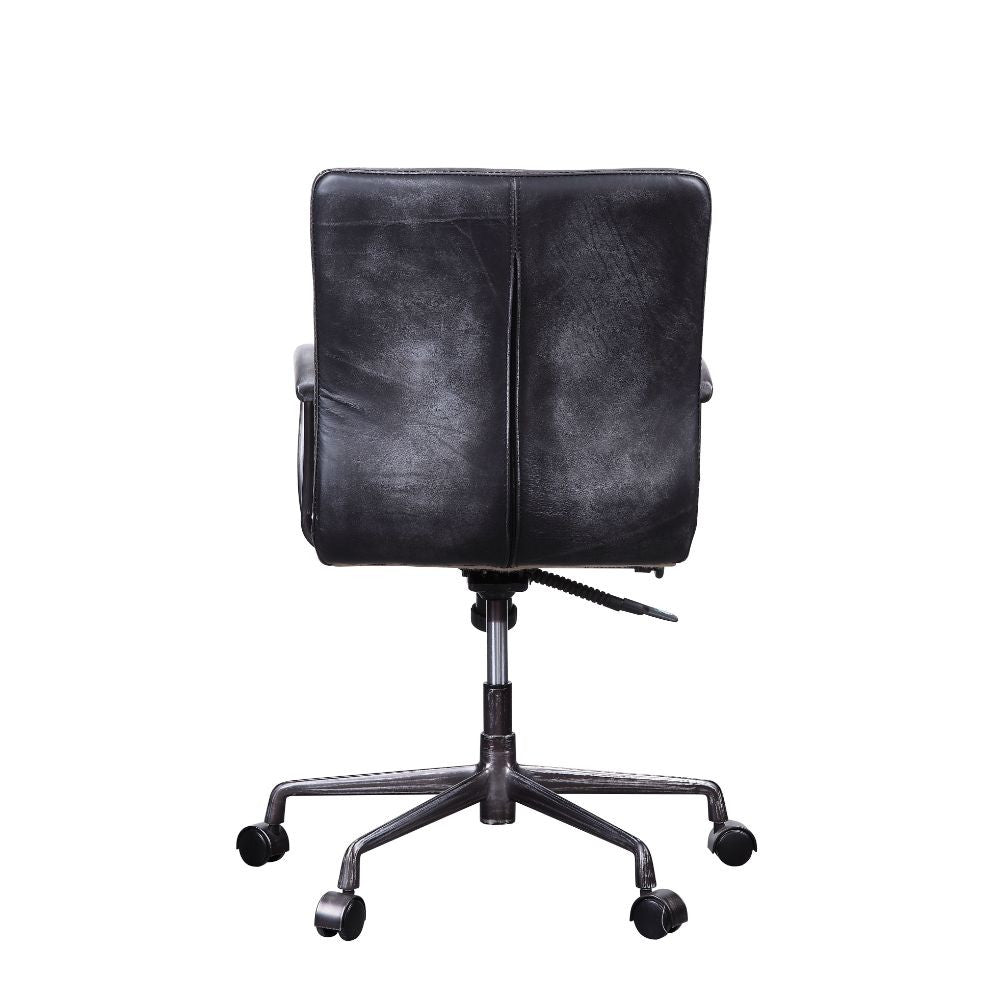 ACME 92557 Barack Executive Office Chair, Vintage Black Top Grain Leather & Aluminum