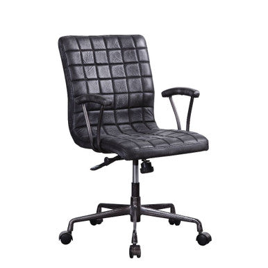 ACME 92557 Barack Executive Office Chair, Vintage Black Top Grain Leather & Aluminum