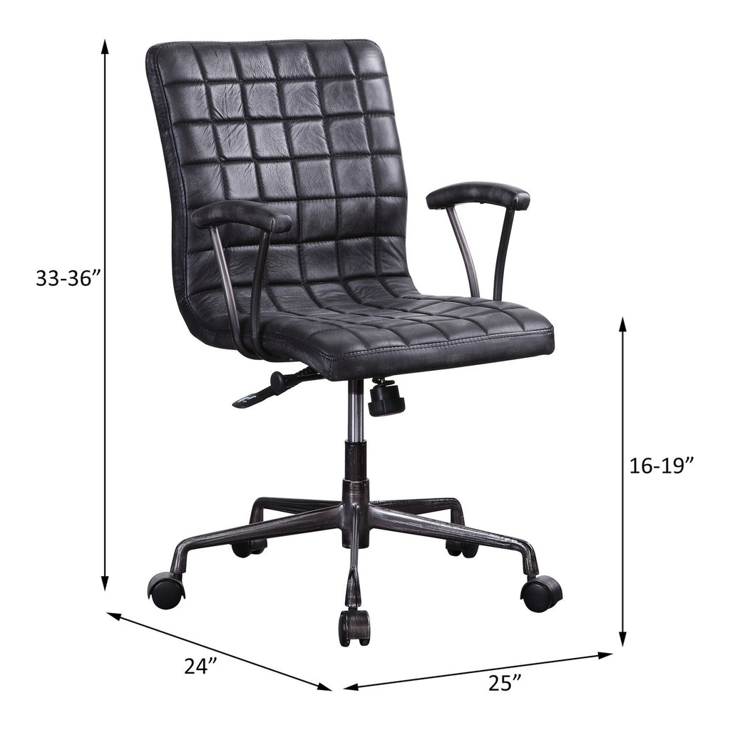 ACME 92557 Barack Executive Office Chair, Vintage Black Top Grain Leather & Aluminum