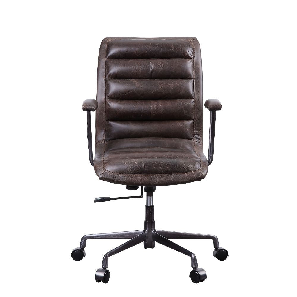 ACME 92558 Zooey Executive Office Chair, Distress Chocolate Top Grain Leather