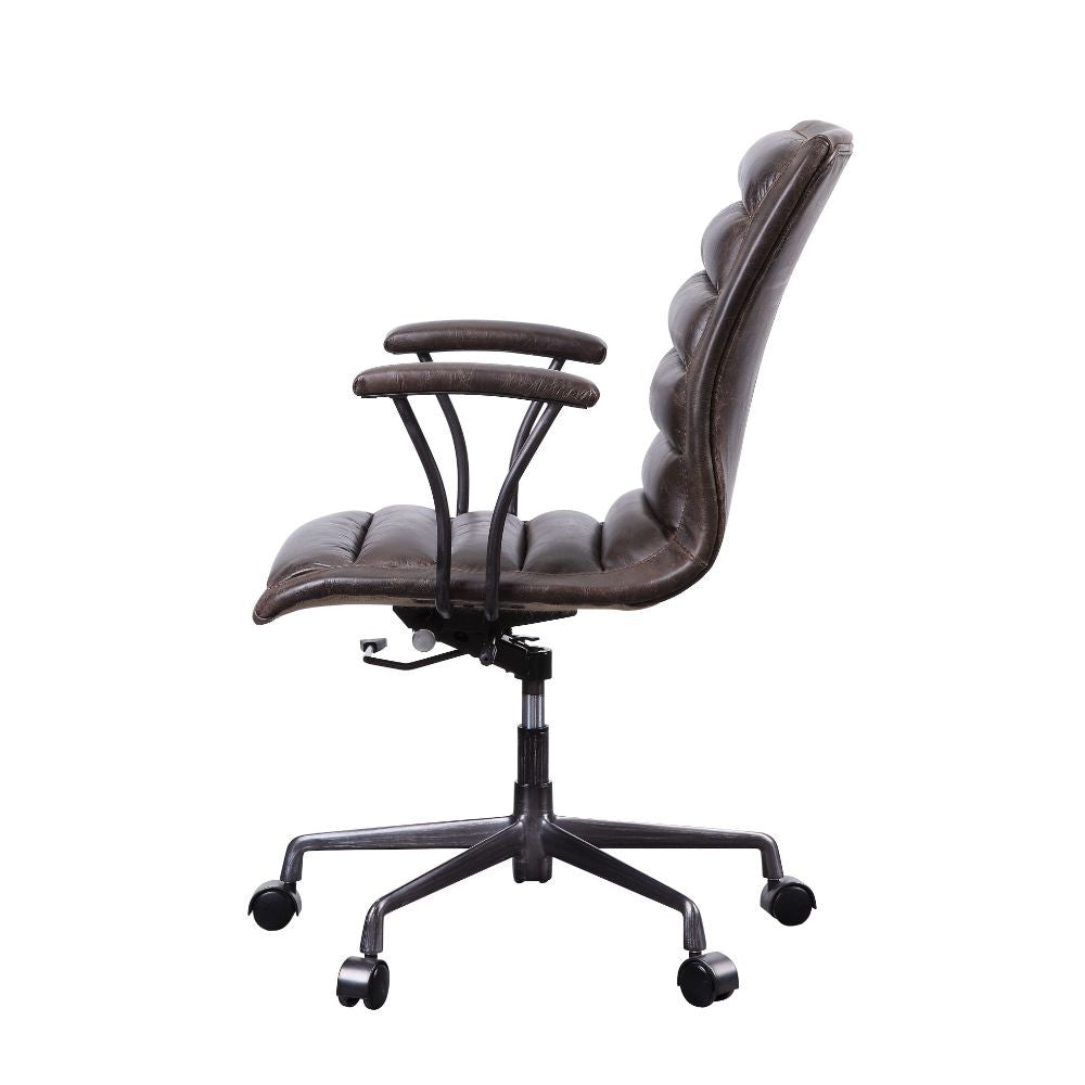 ACME 92558 Zooey Executive Office Chair, Distress Chocolate Top Grain Leather