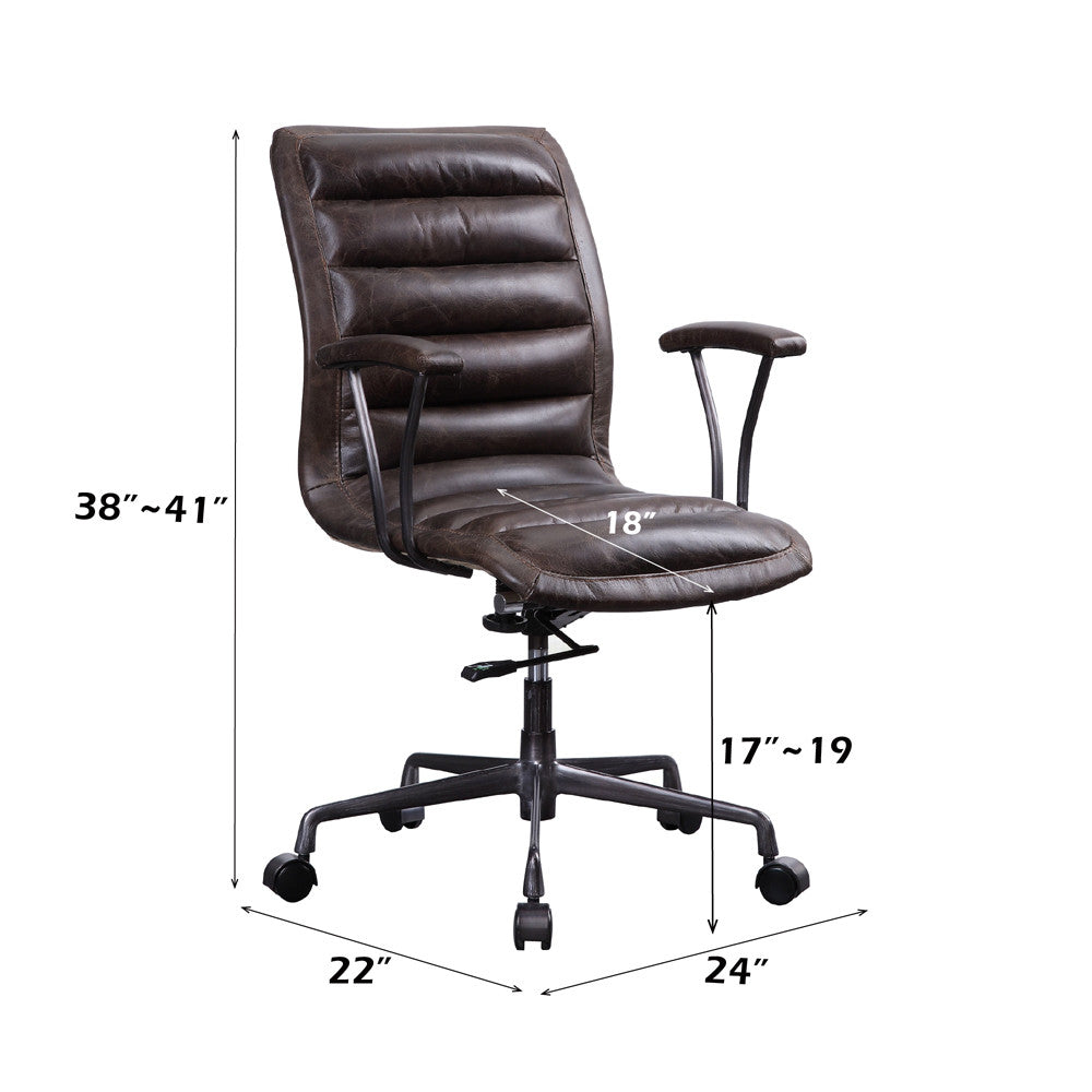 ACME 92558 Zooey Executive Office Chair, Distress Chocolate Top Grain Leather