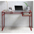 ACME 92584 Yasin Writing Desk, Red & Glass