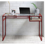ACME 92584 Yasin Writing Desk, Red & Glass