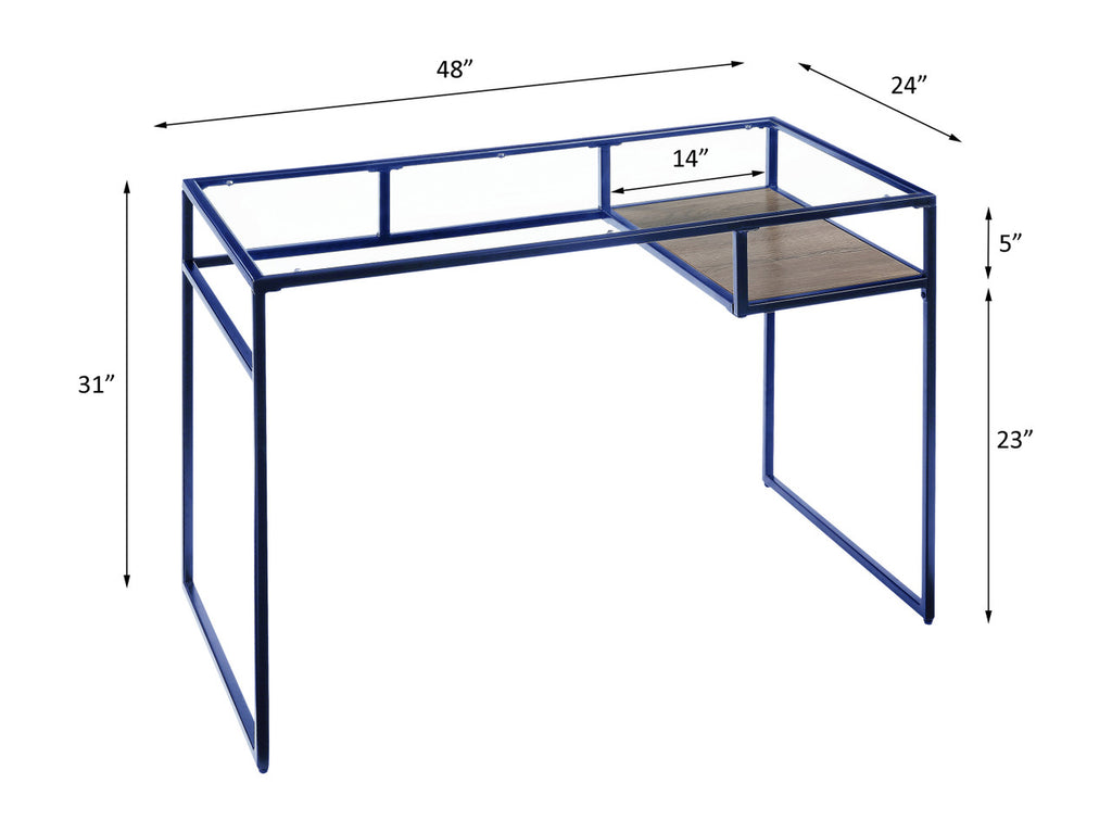 ACME 92586 Yasin Writing Desk, Blue & Glass  1