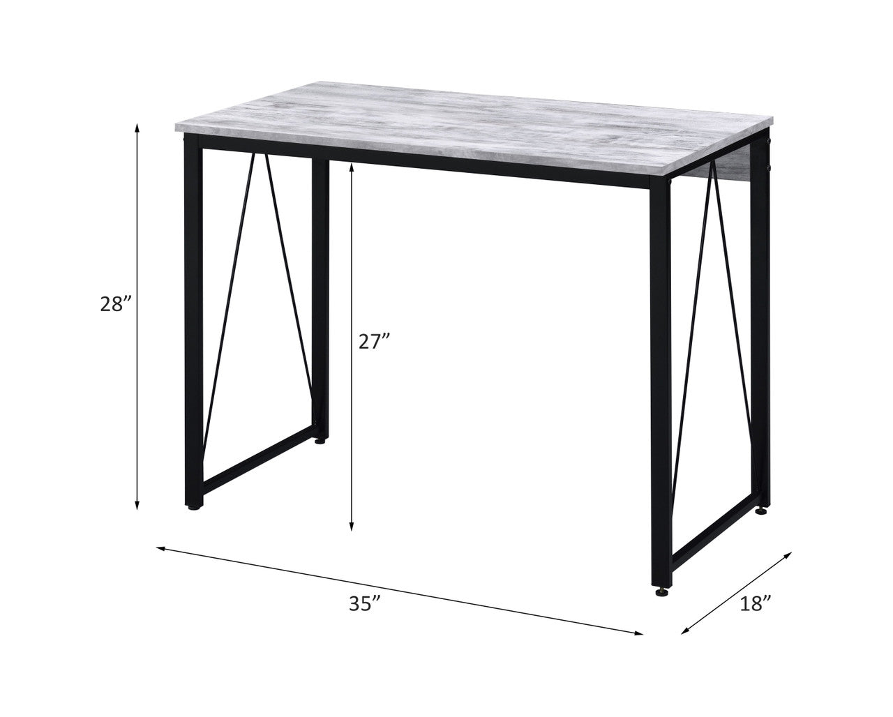 ACME 92604 Zaidin Writing Desk, Antique White & Black Finish  3