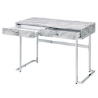 ACME 92615 Tigress Writing Desk, White Printed Faux Marble & Chrome Finish
