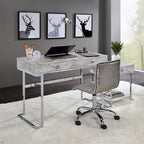 ACME 92615 Tigress Writing Desk, White Printed Faux Marble & Chrome Finish