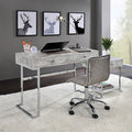 ACME 92615 Tigress Writing Desk, White Printed Faux Marble & Chrome Finish