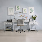 ACME 92615 Tigress Writing Desk, White Printed Faux Marble & Chrome Finish
