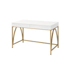 ACME 92660 Lightmane Desk, White High Gloss & Gold