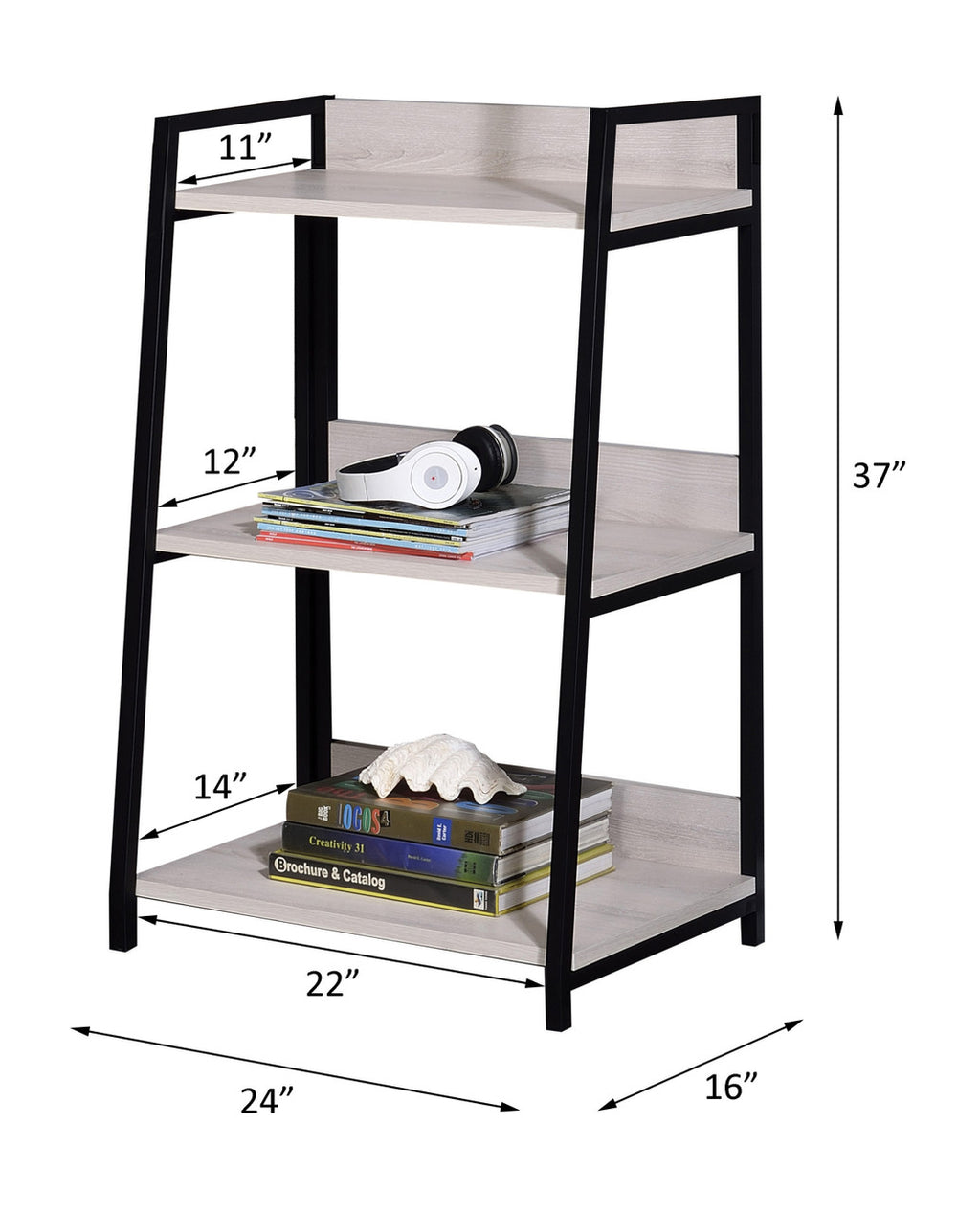 ACME 92672 Wendral Bookshelf (3-Tier), Natural & Black  3