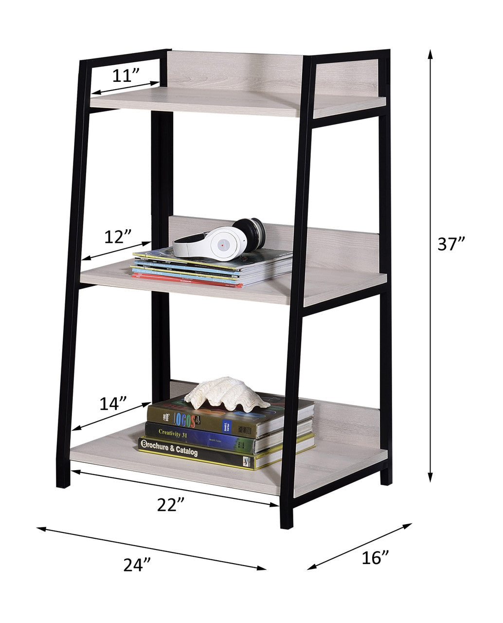 ACME 92672 Wendral Bookshelf (3-Tier), Natural & Black  3