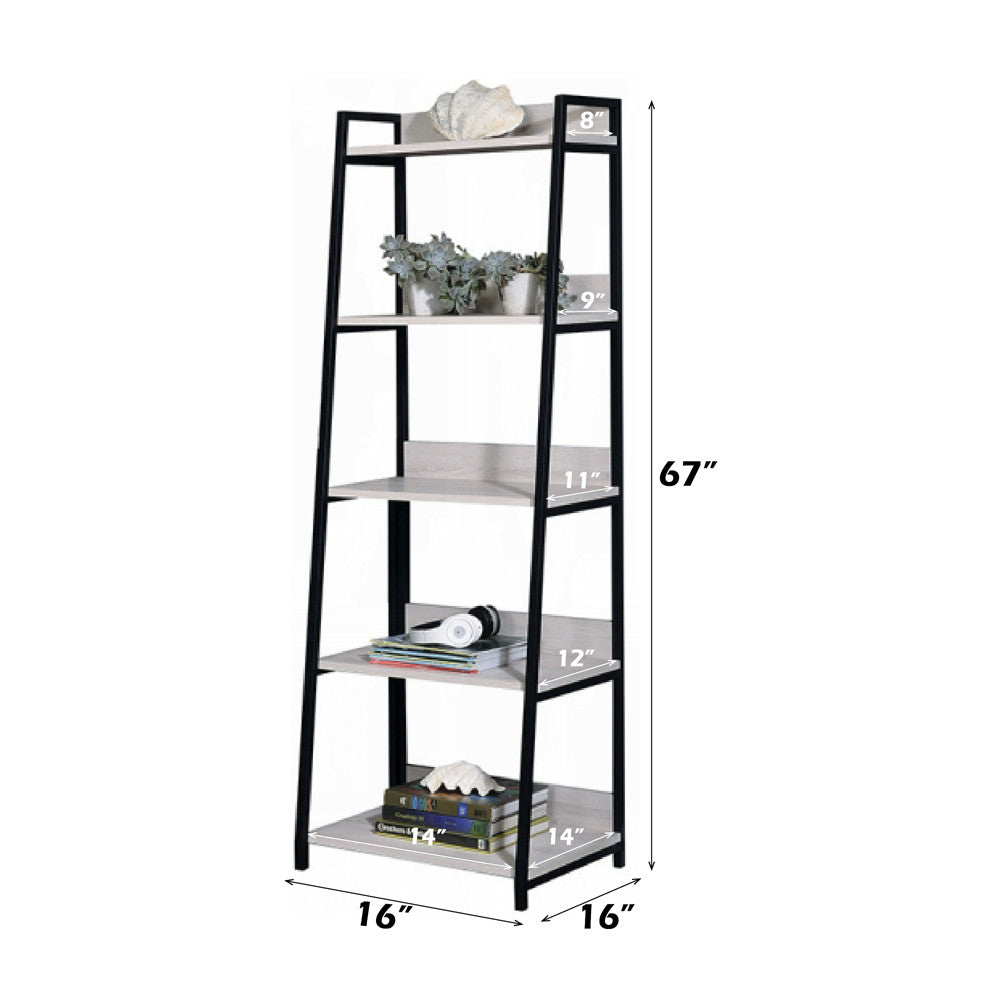 ACME 92673 Wendral Bookshelf (5-Tier, 16"L), Natural & Black  2