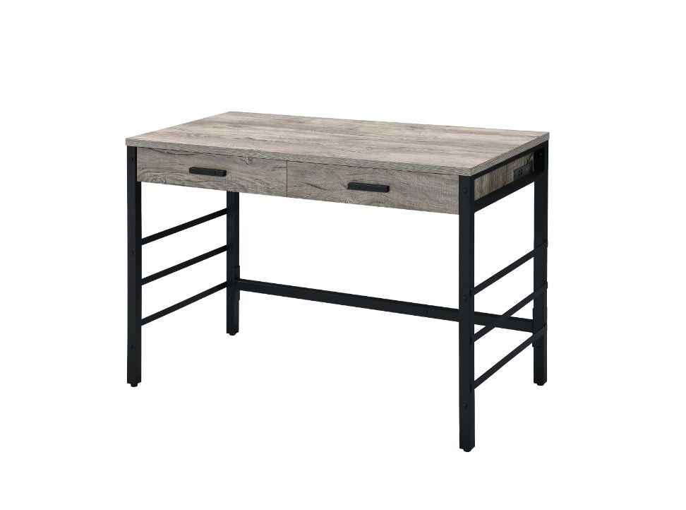 ACME 92720 Disho Built-in USB Port Writing Desk, Light Weathered Oak & Black Finish