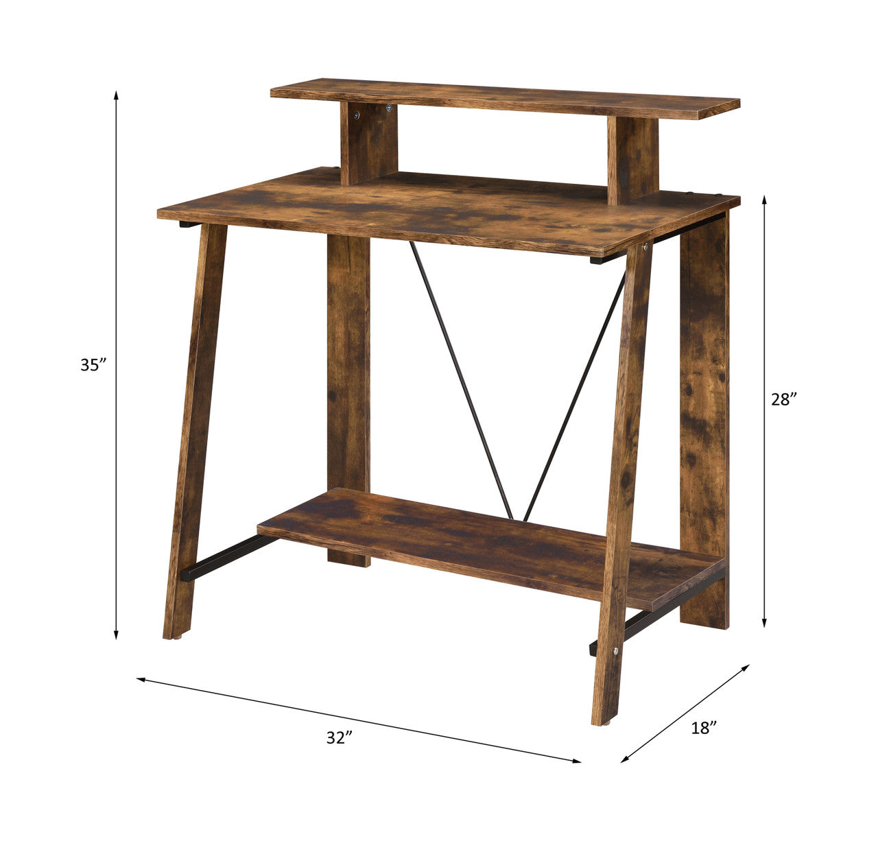 ACME 92730 Nypho Writing Desk, Weathered Oak & Black Finish