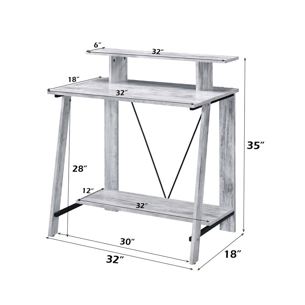 ACME 92732 Nypho Writing Desk, Antique White & Black Finish
